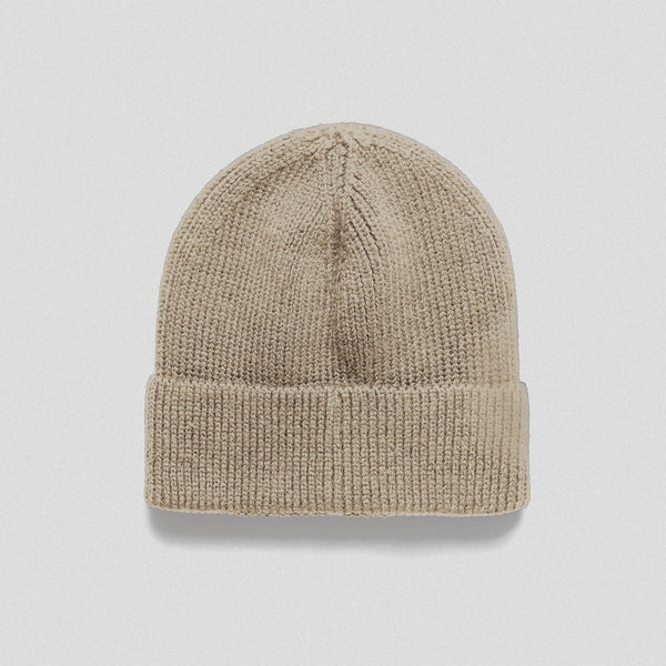 Ribbed Knit Skull Beanie - Tan