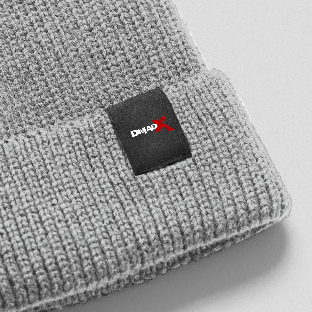 Ribbed Knit Skull Beanie - Gray