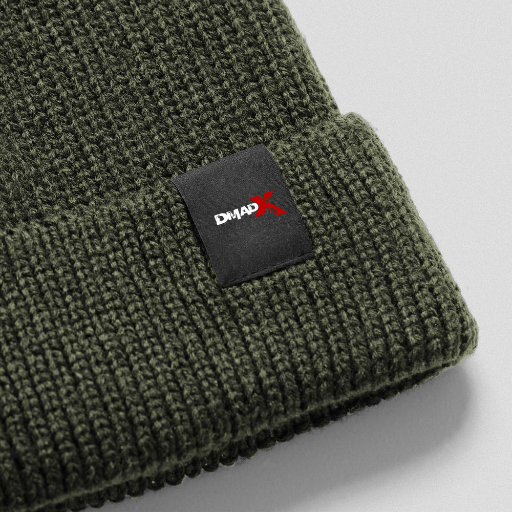 Ribbed Knit Skull Beanie - Green
