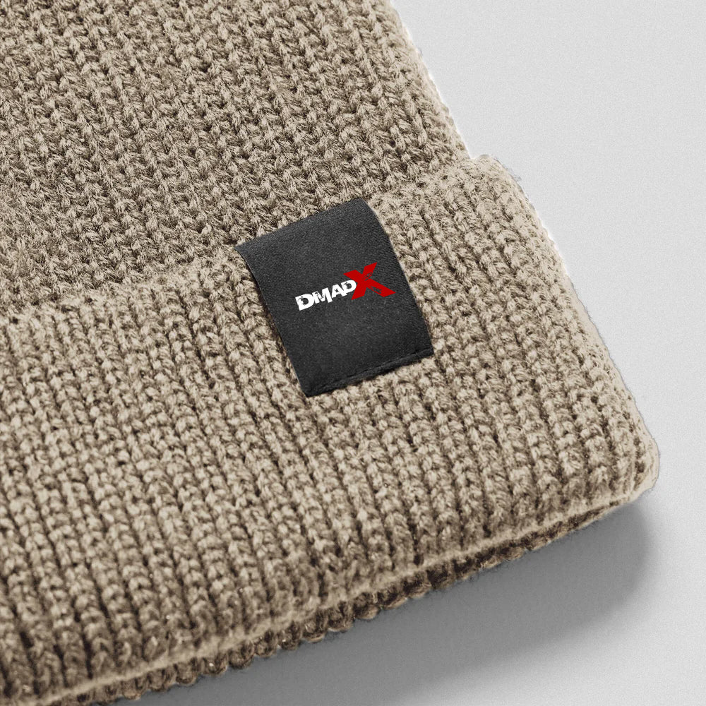 Ribbed Knit Skull Beanie - Tan