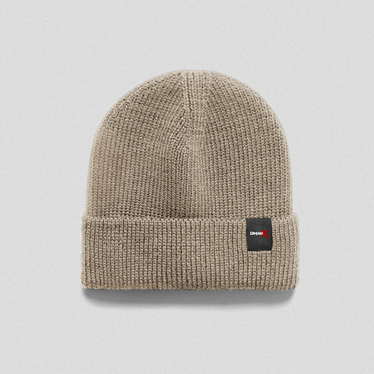 Ribbed Knit Skull Beanie - Tan