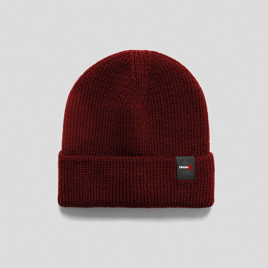 Ribbed Knit Skull Beanie - Maroon
