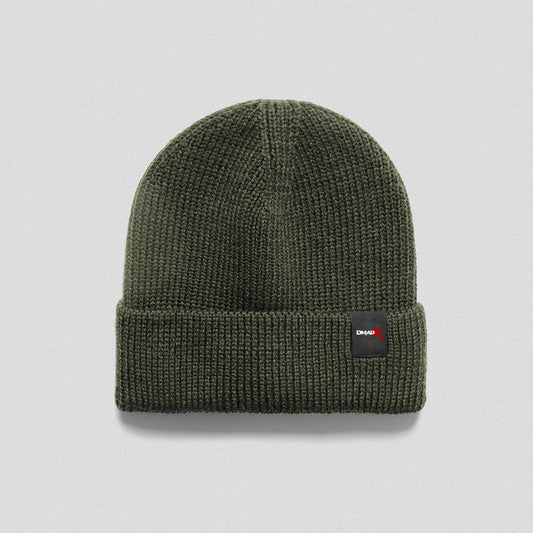 Ribbed Knit Skull Beanie - Green