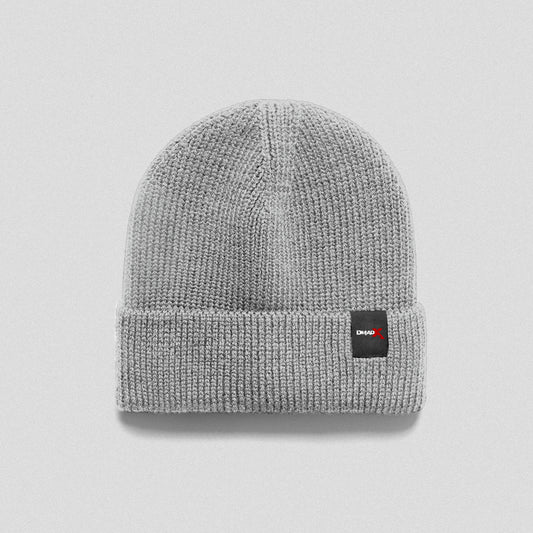 Ribbed Knit Skull Beanie - Gray