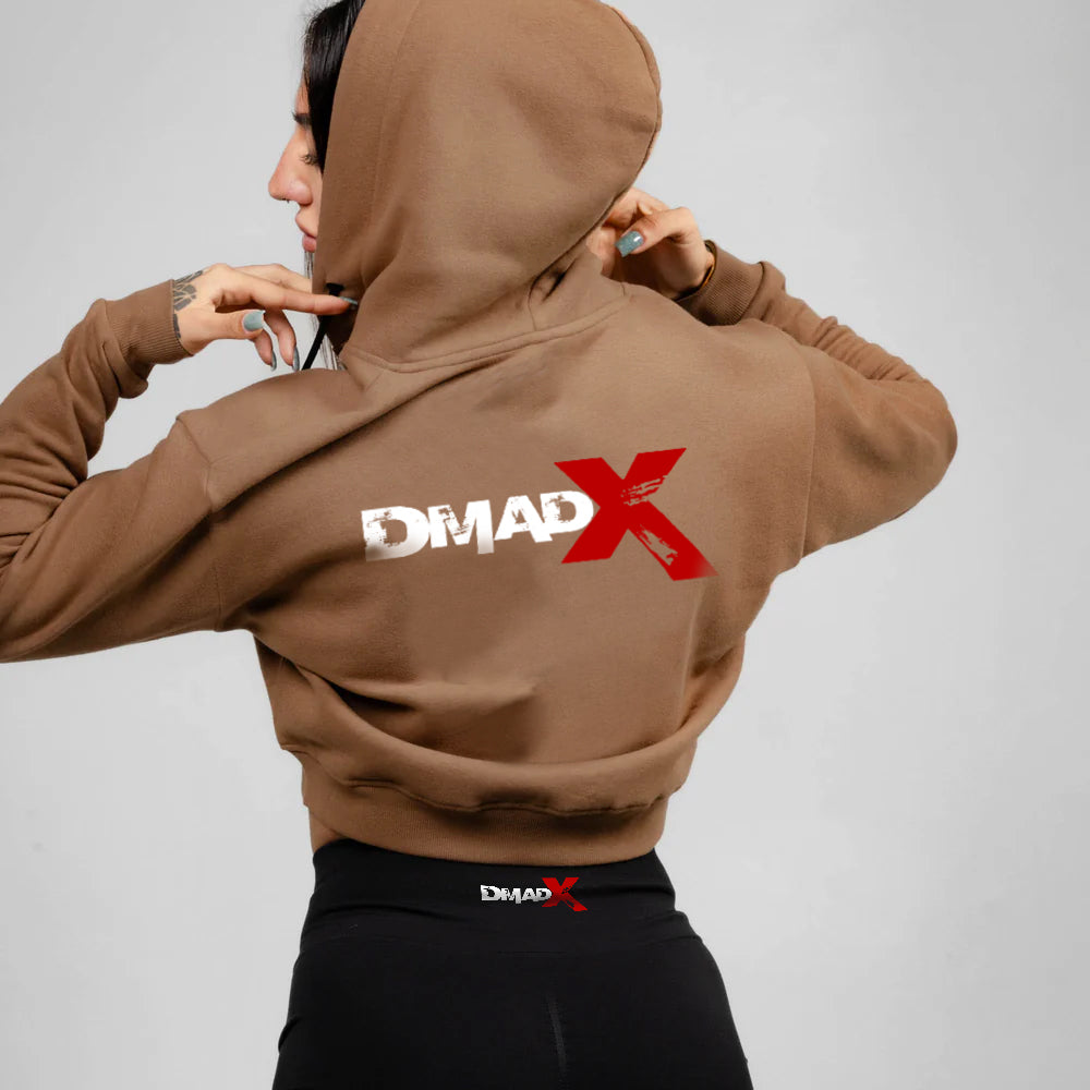 Cropped Zip-Up Hoodie - Caramel