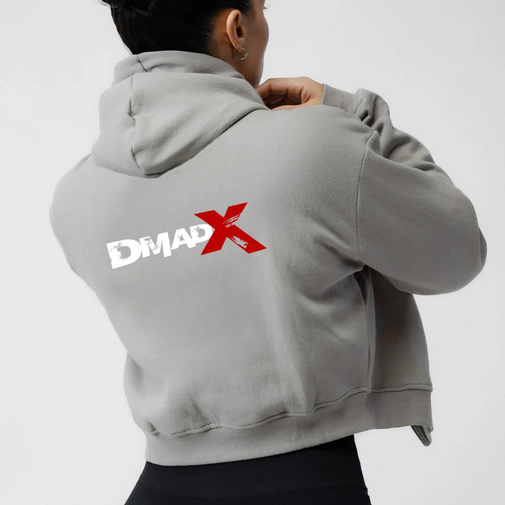 Cropped Zip-Up Hoodie - Slate