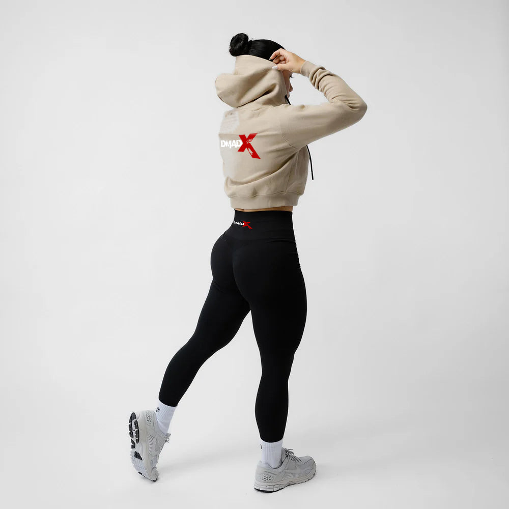 Cropped Zip-Up Hoodie - Tan
