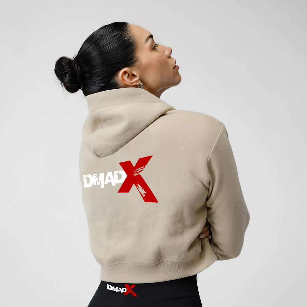 Cropped Zip-Up Hoodie - Tan
