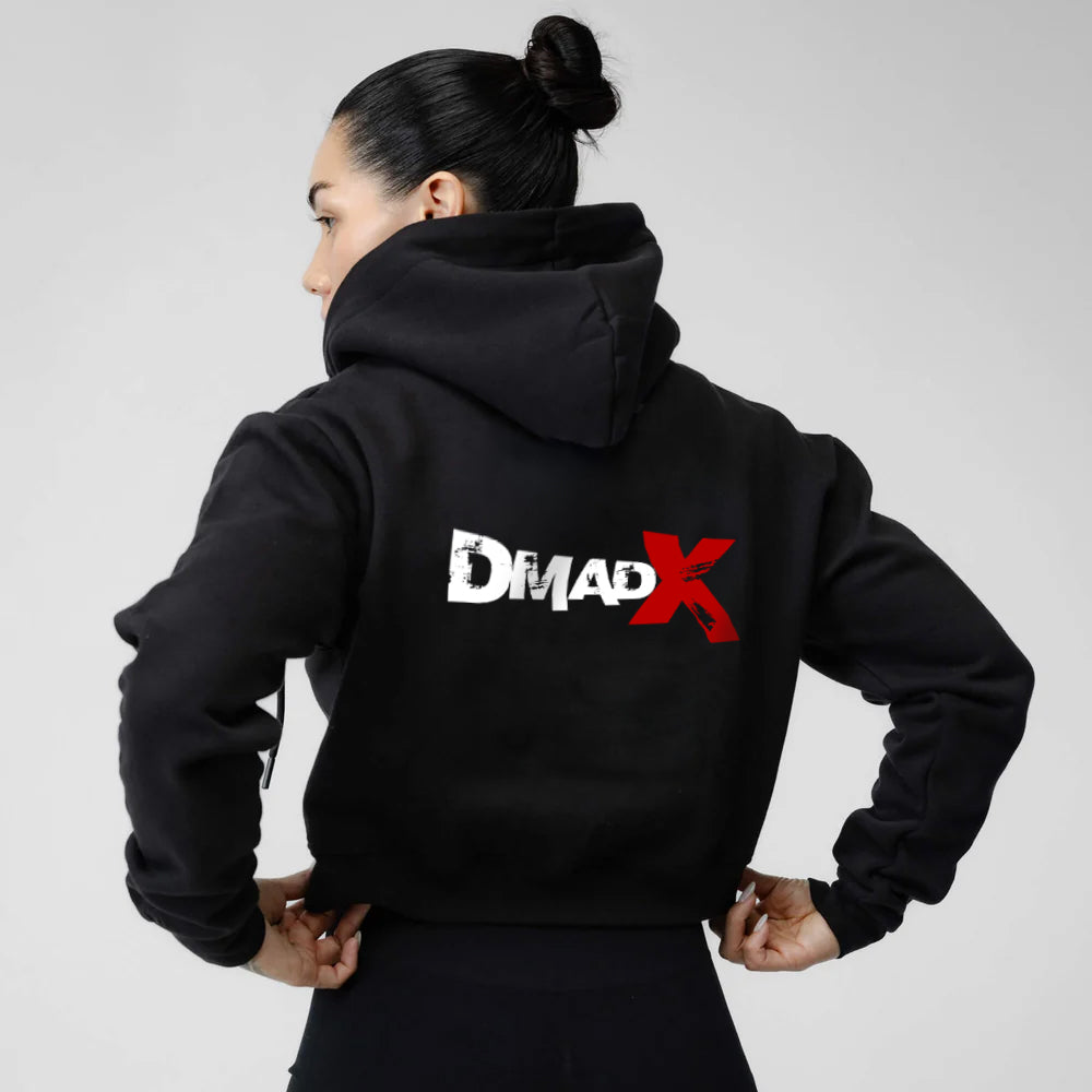 Cropped Zip-Up Hoodie - Black