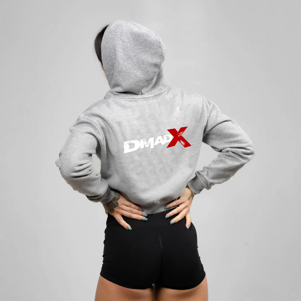 Cropped Zip-Up Hoodie - Heather Gray