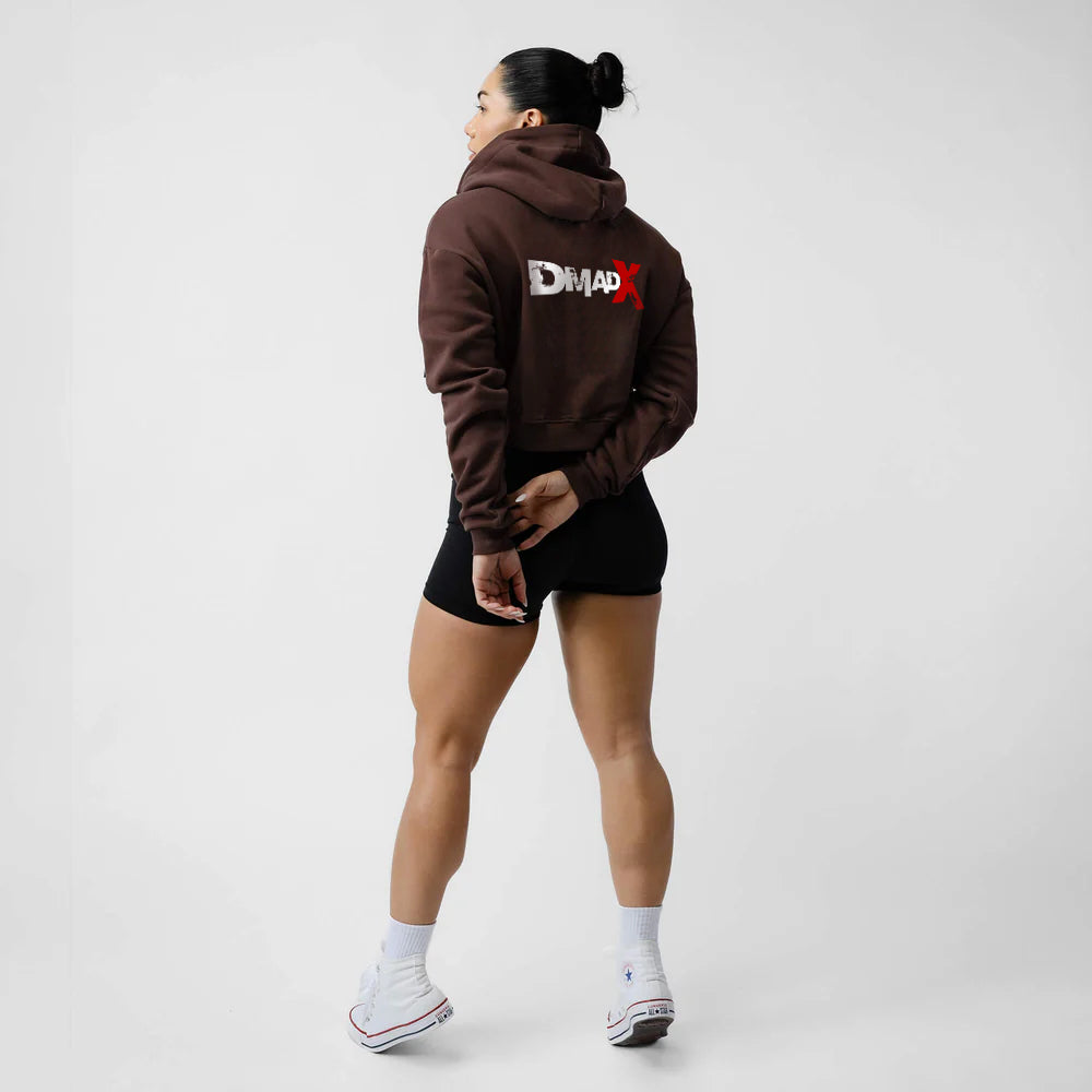 Cropped Zip-Up Hoodie - Brown