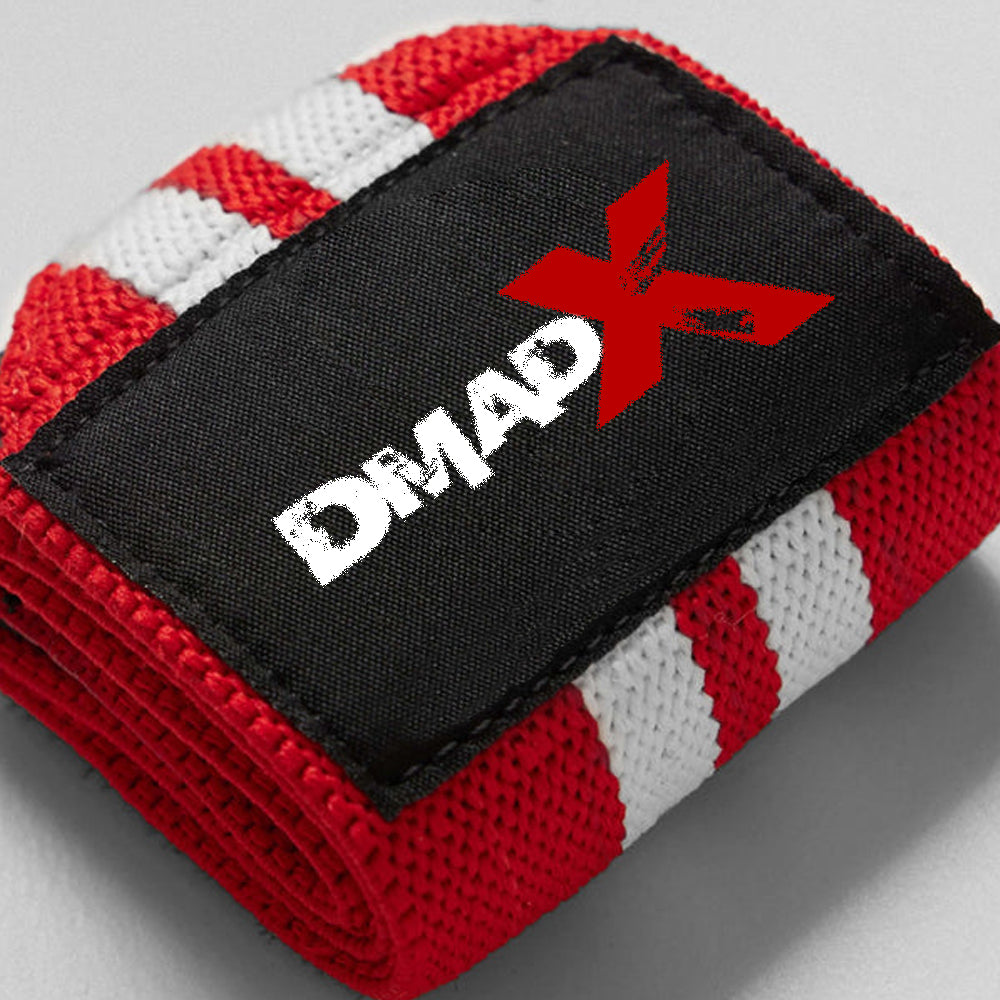 Wrist Wraps - 18" Weightlifting Wrist Support - Red/White
