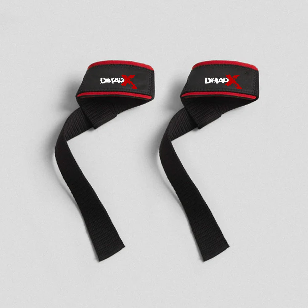 Lifting Straps | Premium Padded Weightlifting Straps - Black/Red