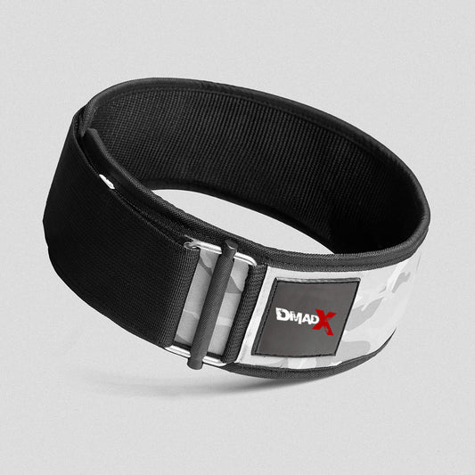 Quick Locking Weightlifting Belt | Premium Back Support - White Camo